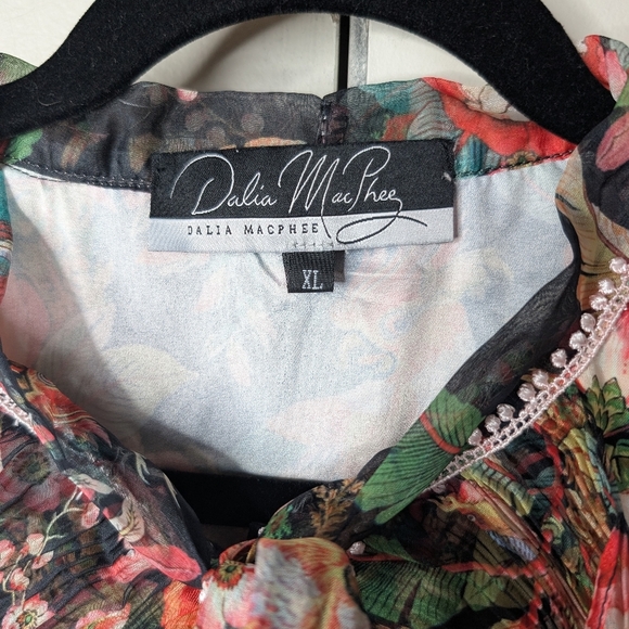 Dalia MacPhee Tropical Bird Print Dress sz XL - Picture 5 of 8